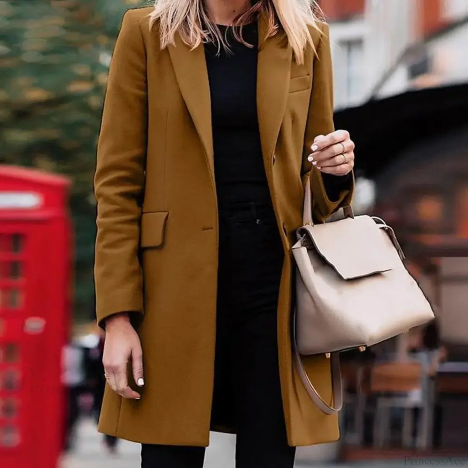 Single-button wool blazer, stylish jacket and overcoat