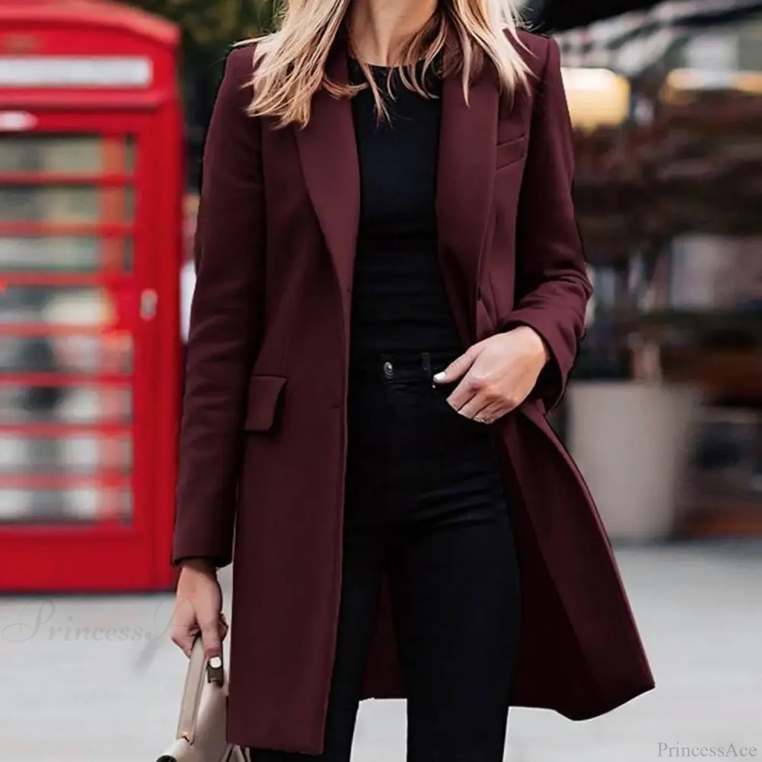 Single-button wool blazer, stylish jacket and overcoat