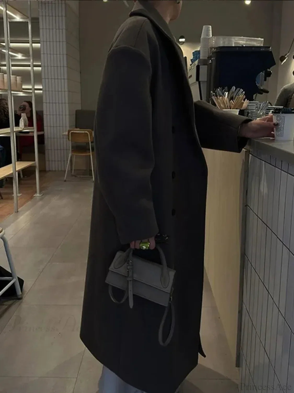 Double-Breasted Solid Raincoat with Notch Lapel for an Elegant Winter Style