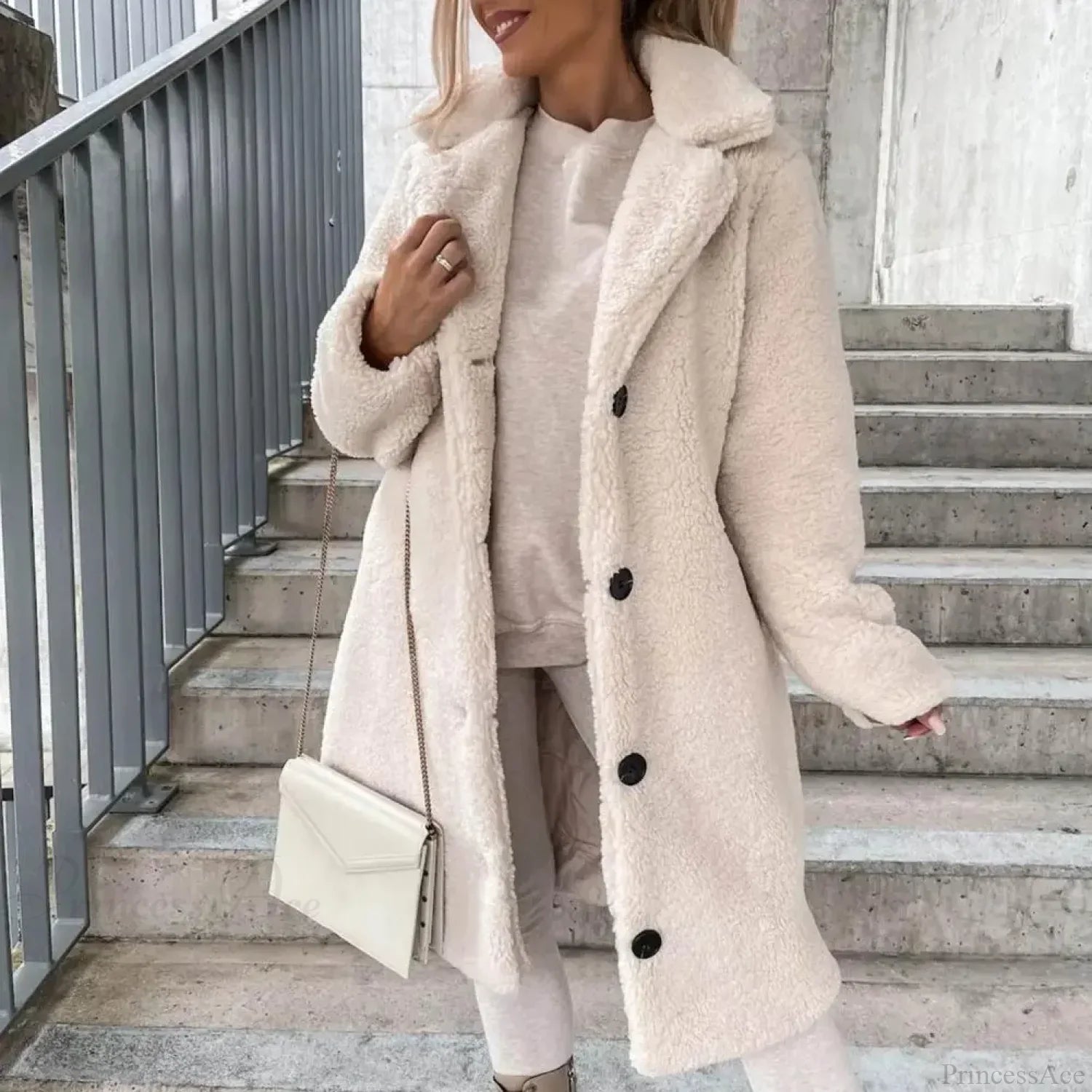 Elegant Solid Woolen Belted Coat for a Classic, Cozy Look