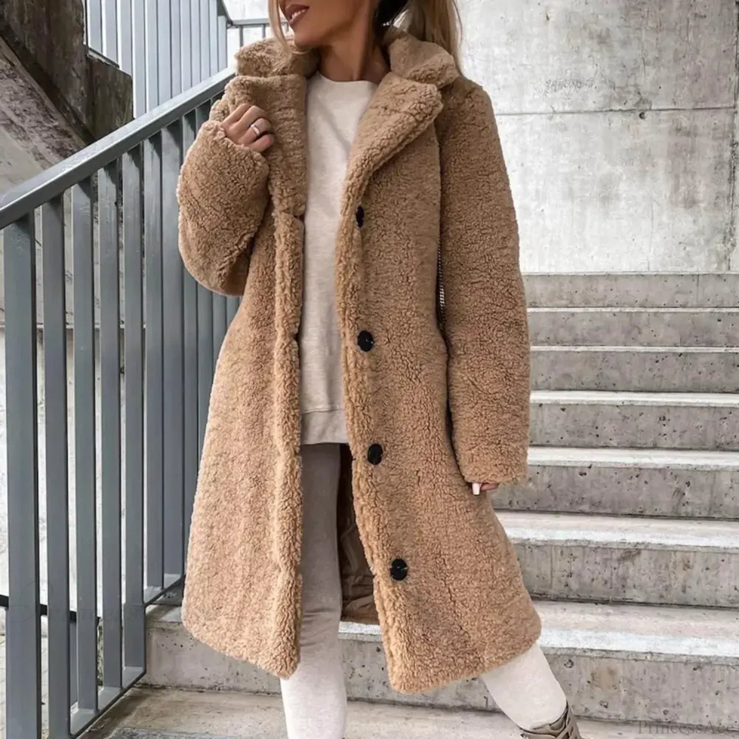 Elegant Solid Woolen Belted Coat for a Classic, Cozy Look