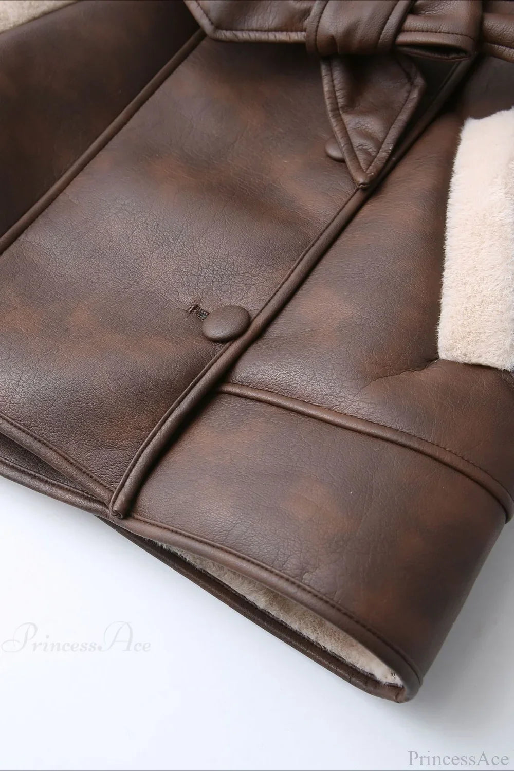 Color Block Faux Leather Jacket with Rotating Belt for an Urban Look