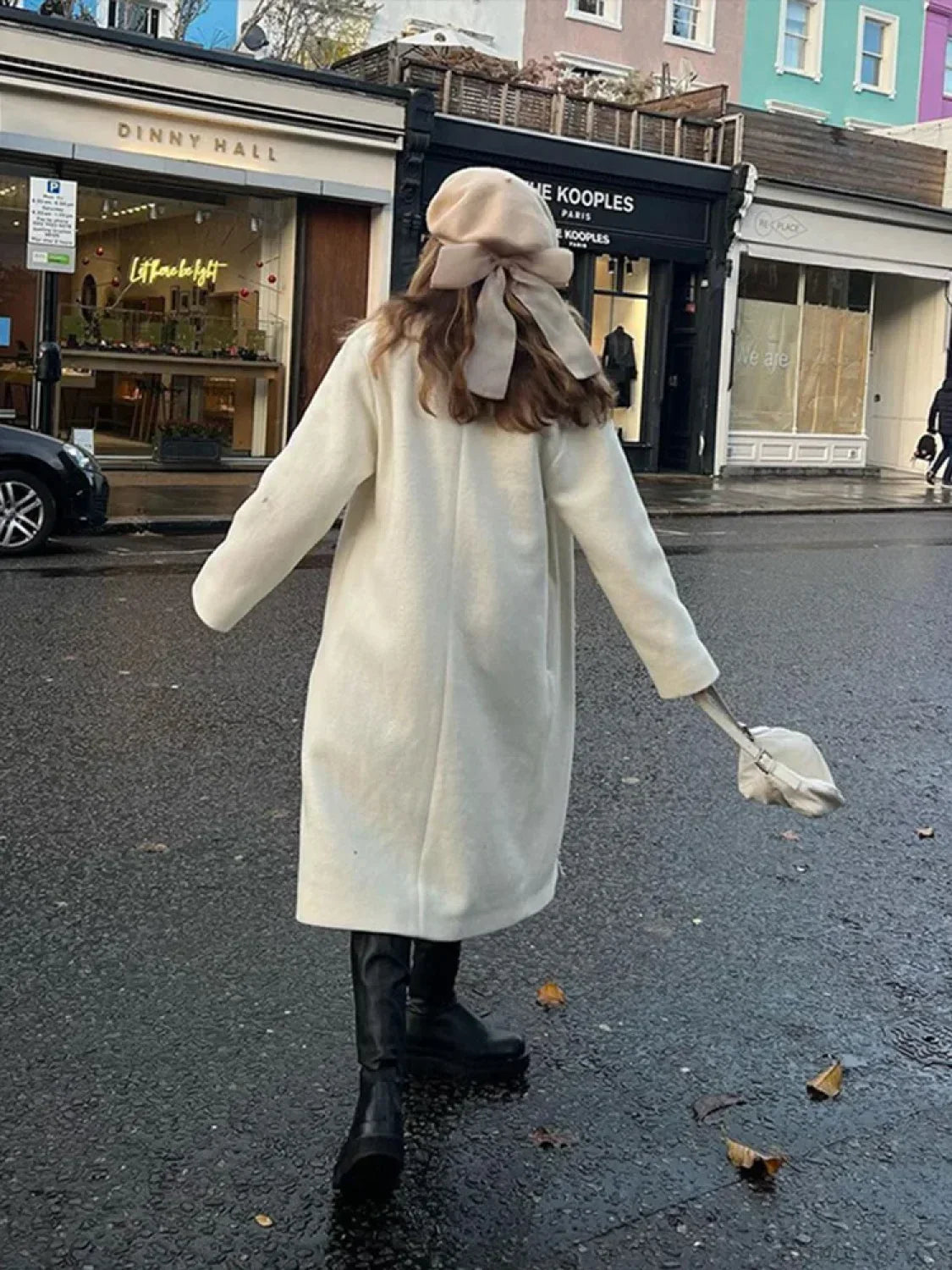 Oversized Eskimo Collar Coat with Fringes and Irregular Buttons