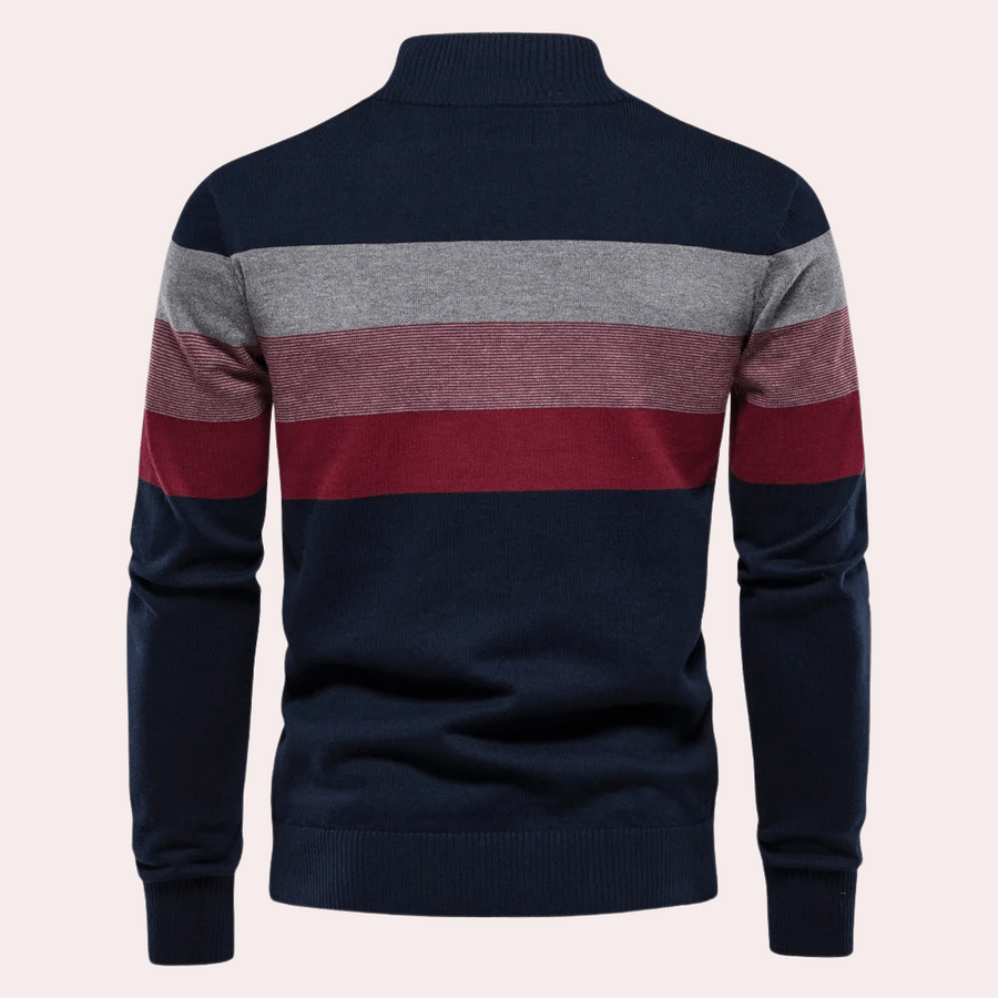 Thilo - Stylish striped round-neck knit sweater for any occasion