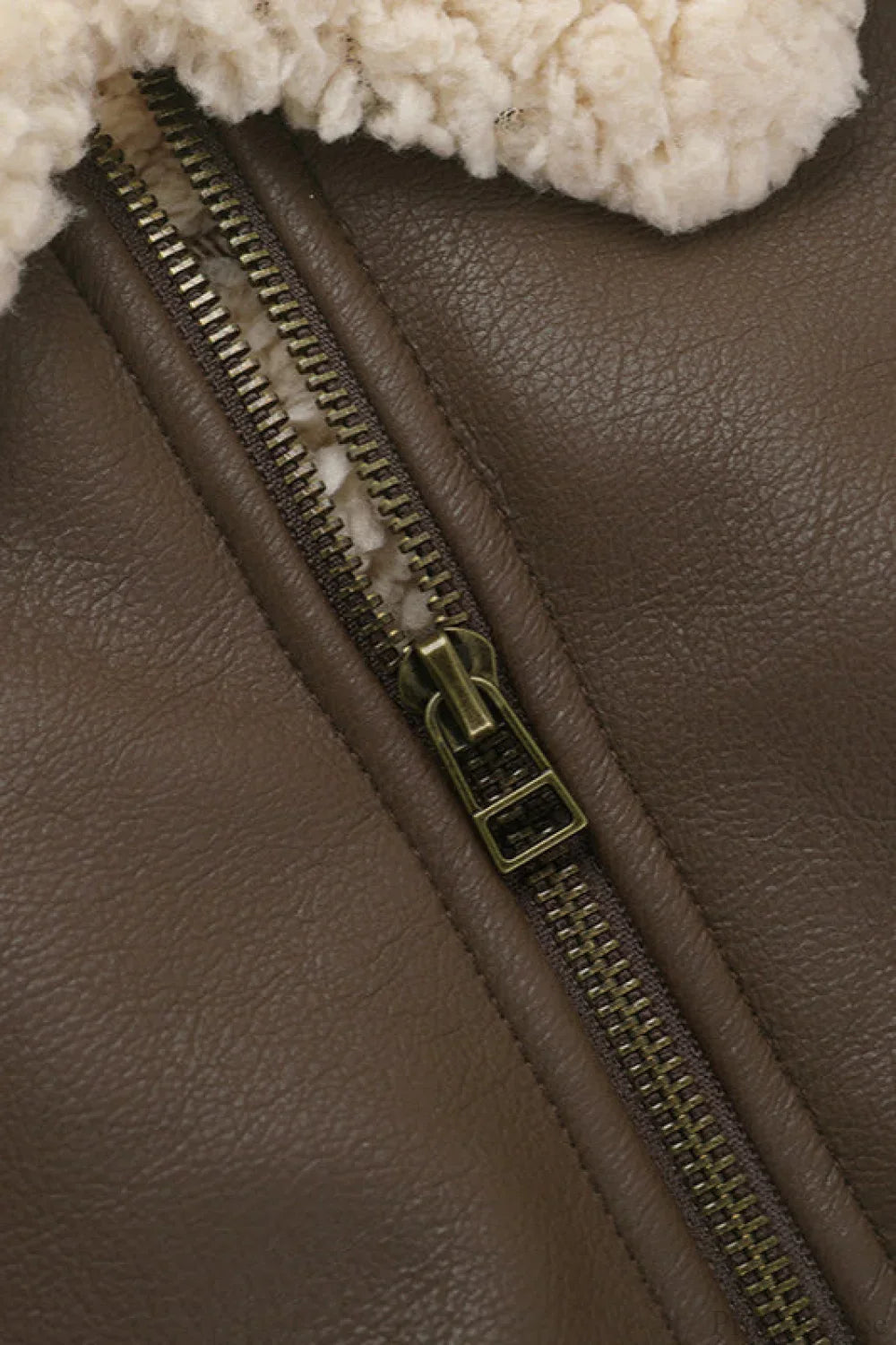 Unique Brown Flannel Vest with PU Panel, Warm and Windproof