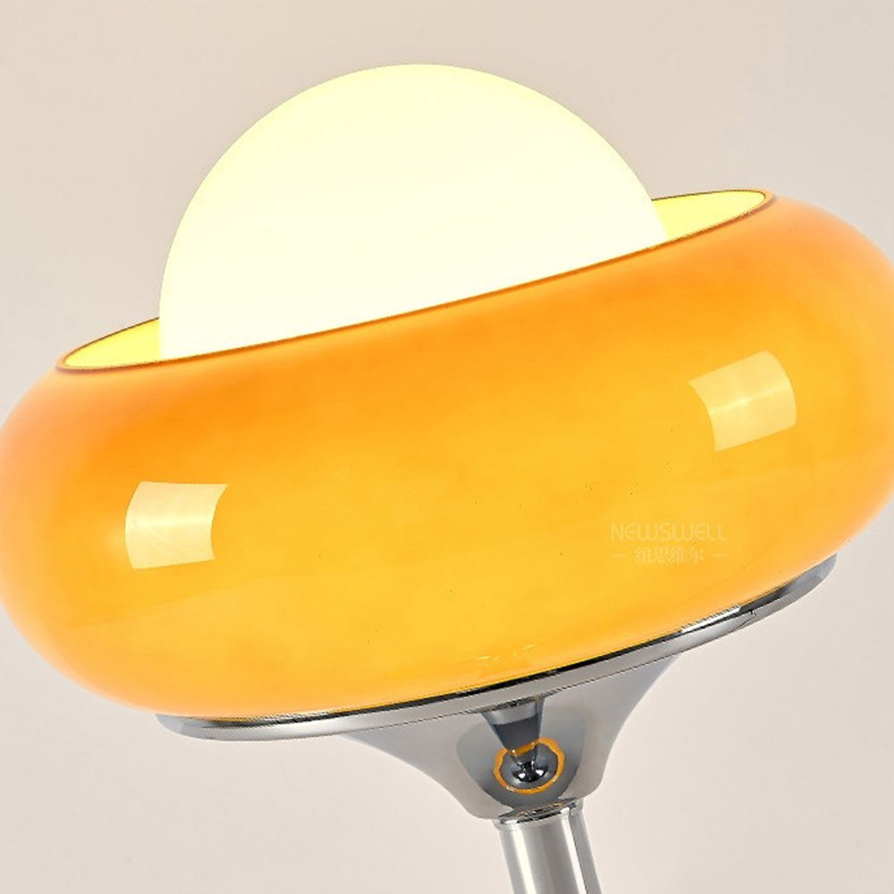 Elegant Vintage Bauhaus Glass Table Lamp in Light Yellow