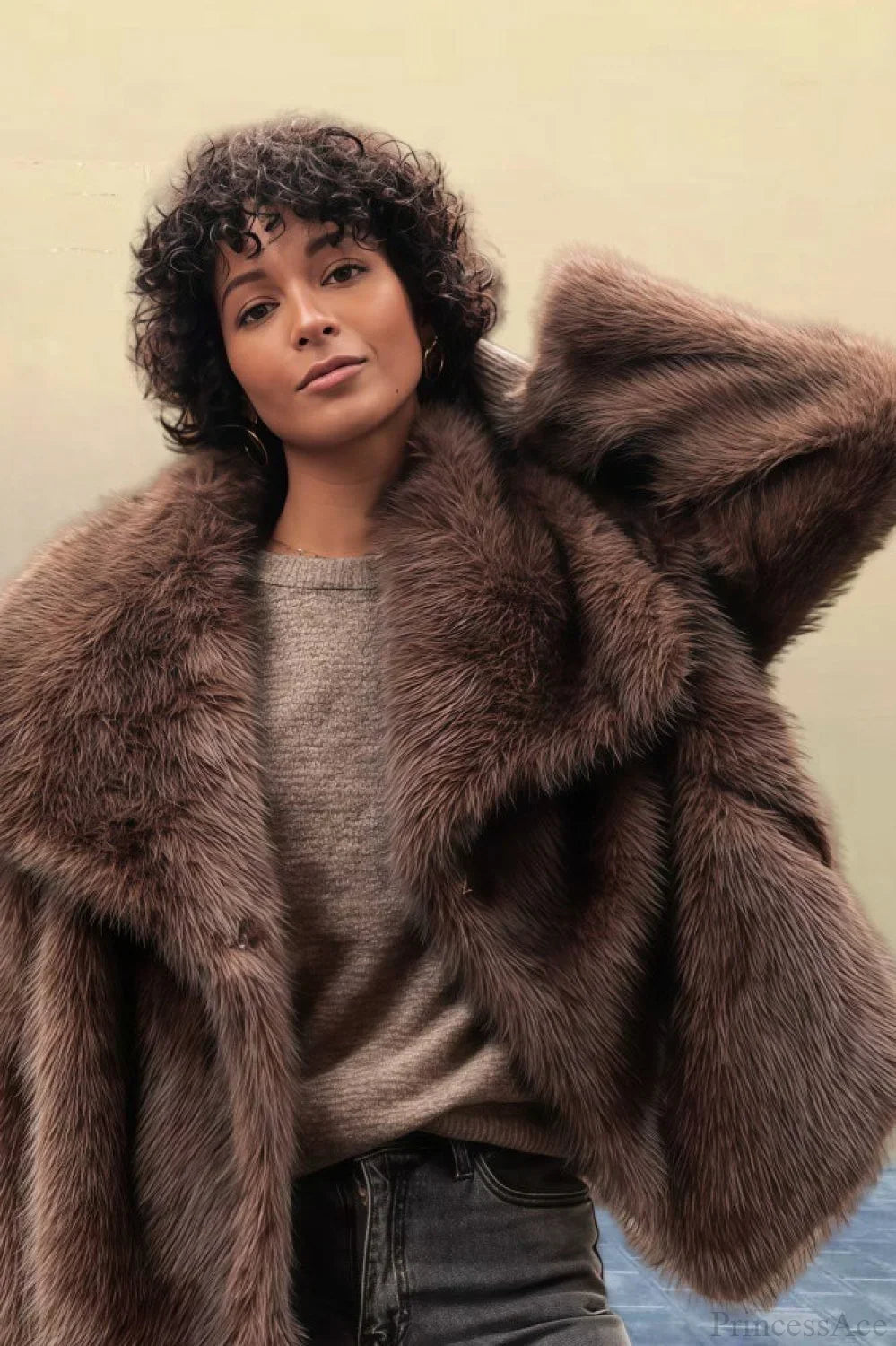 Vintage Solid Color Minimalist Faux Leather Coat