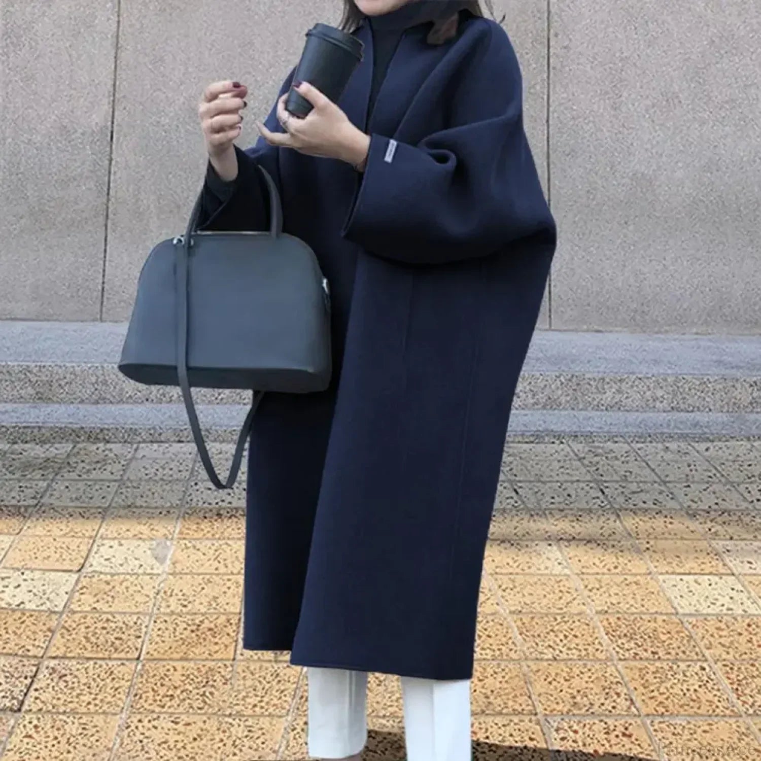 Solid Color Wool Cardigan and Long Outer Coat