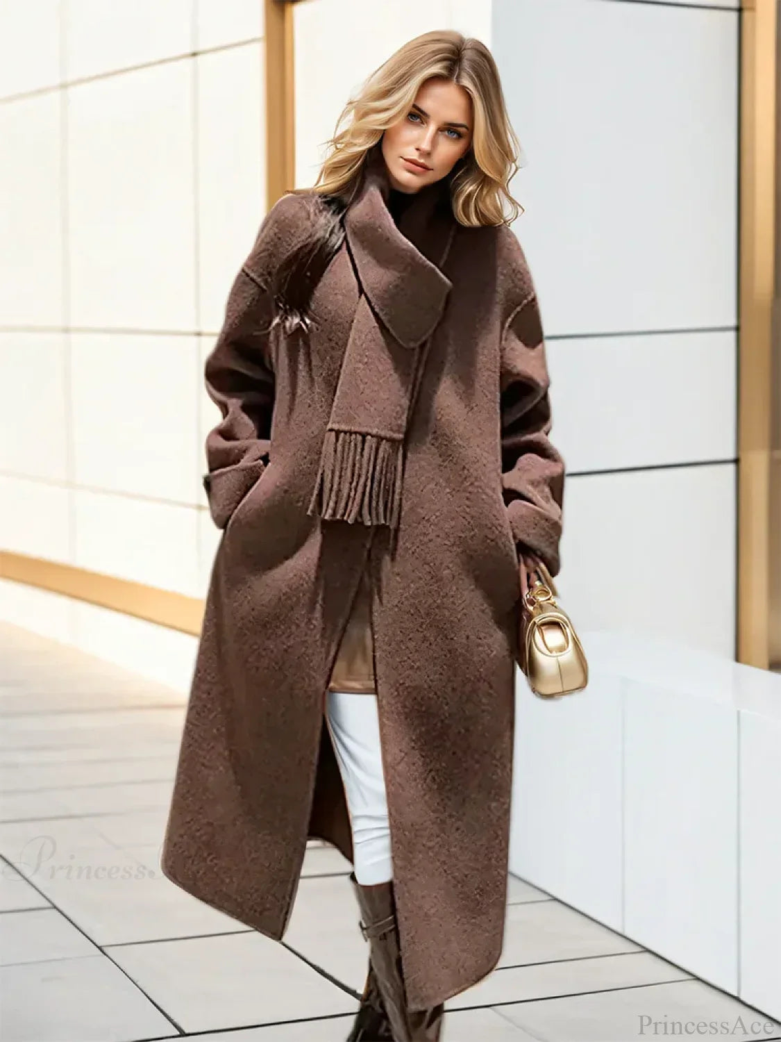 Wool Coat with Single Button Full Sleeves