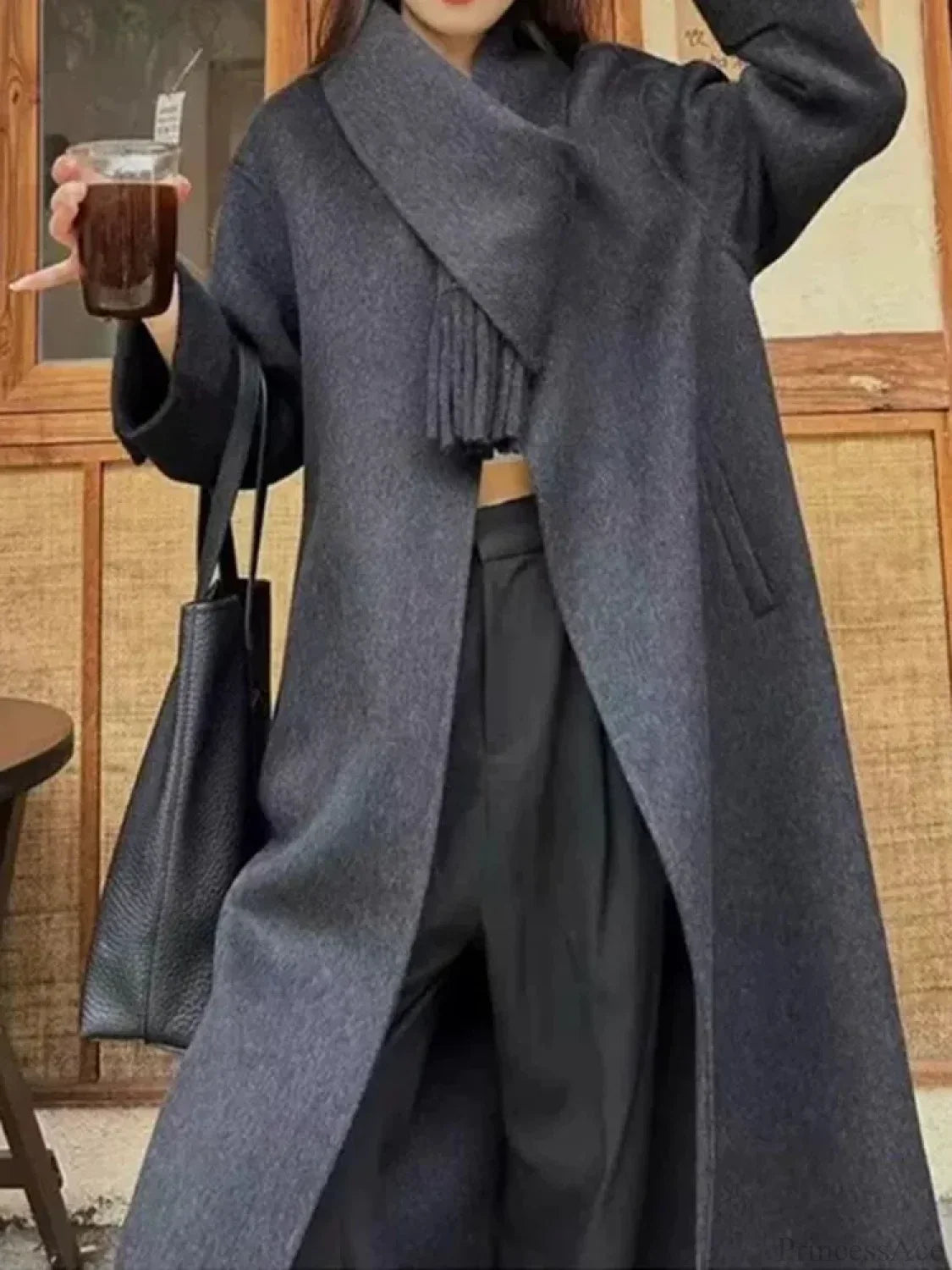 Wool Coat with Single Button Full Sleeves