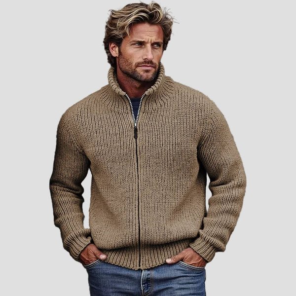 Liam | Timeless Vintage Solid-Color Turtleneck Cardigan for Classic Comfort