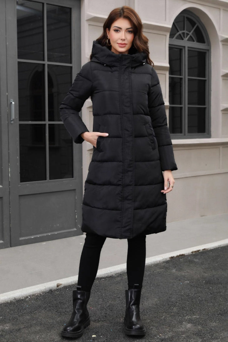 Long Boufre Coat with Hood in Seductive Style and Wide Sizes
