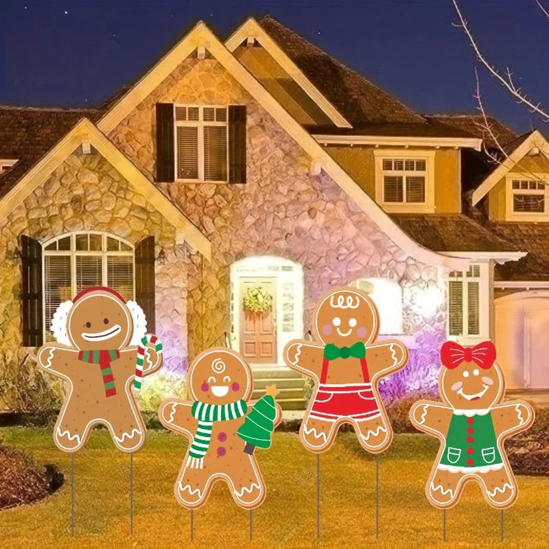 BakeGlow - Golden Santa Lawn Decorations for a Festive Holiday Atmosphere