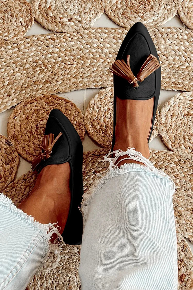 Elegant Pointed-Toe Tassel Loafers