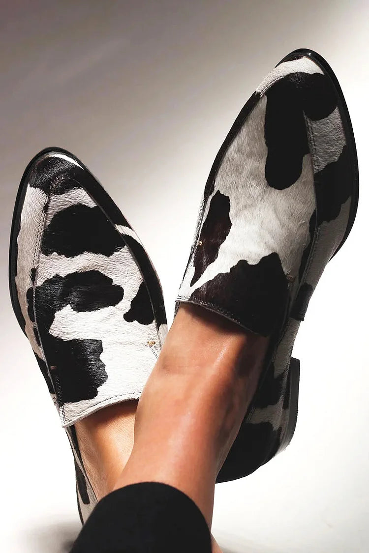 Cow-Print Slip-On Shoes - Effortless Comfort & Style