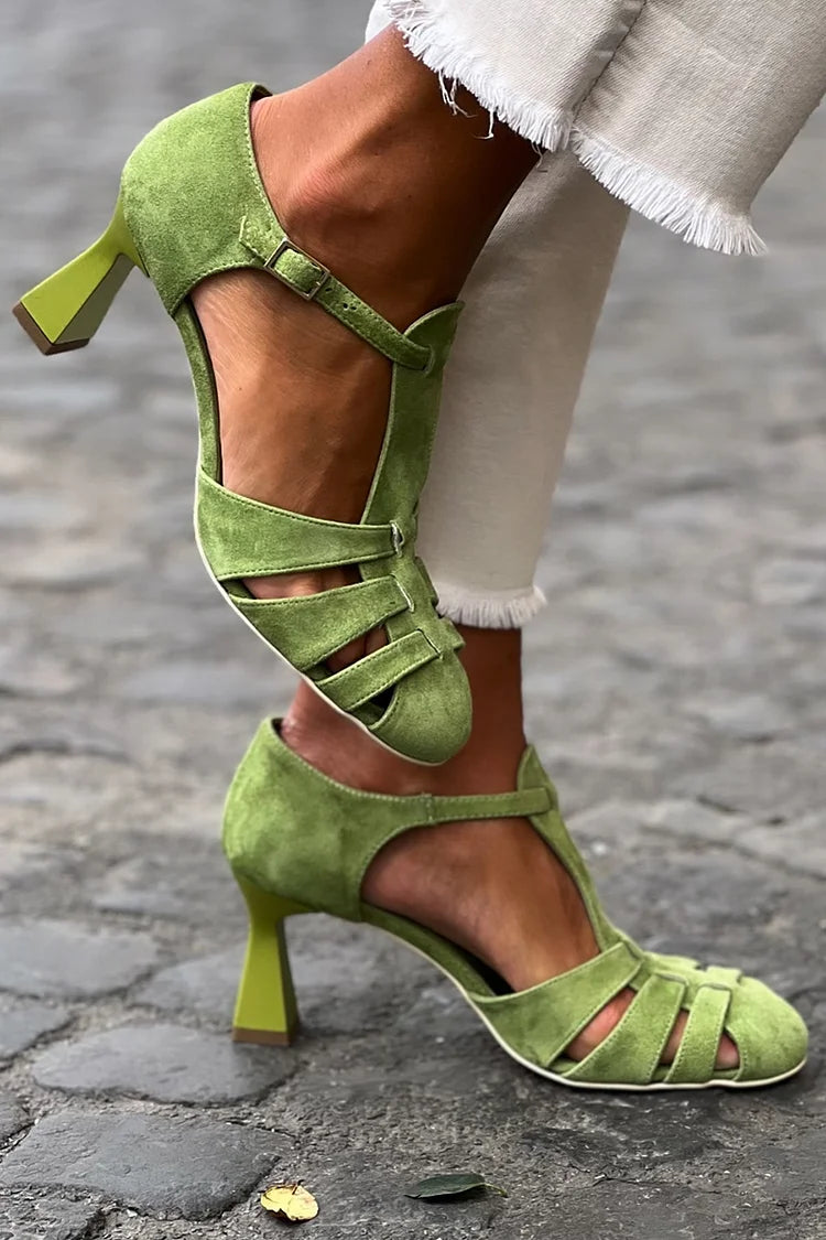 Emerald Green Vintage Strappy Heels - Timeless Chic