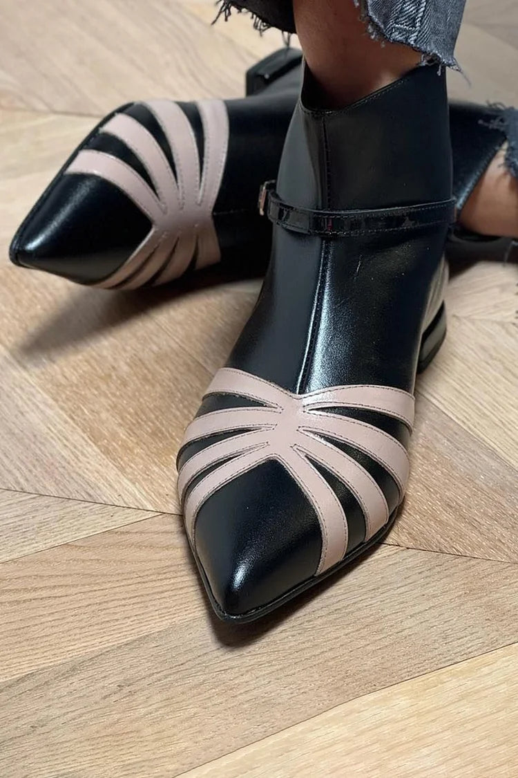 Pointed-Toe Geometric Ankle Boot