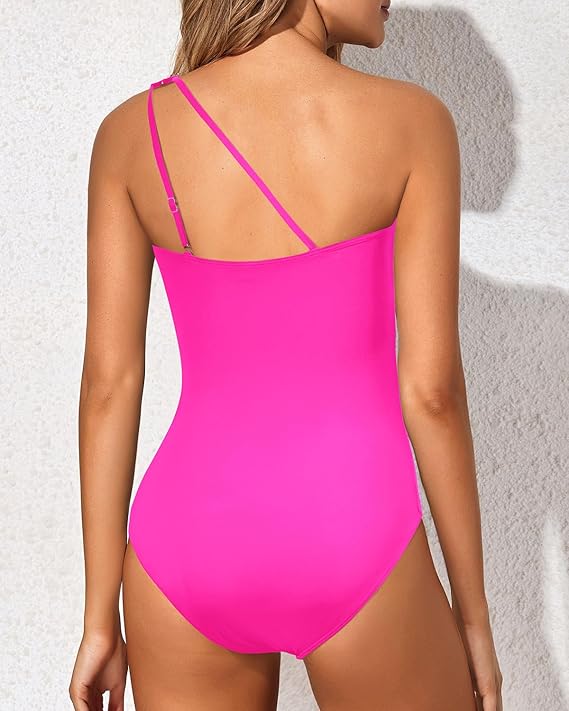 One Shoulder Swimsuit | Pleated Asymmetrical One Piece