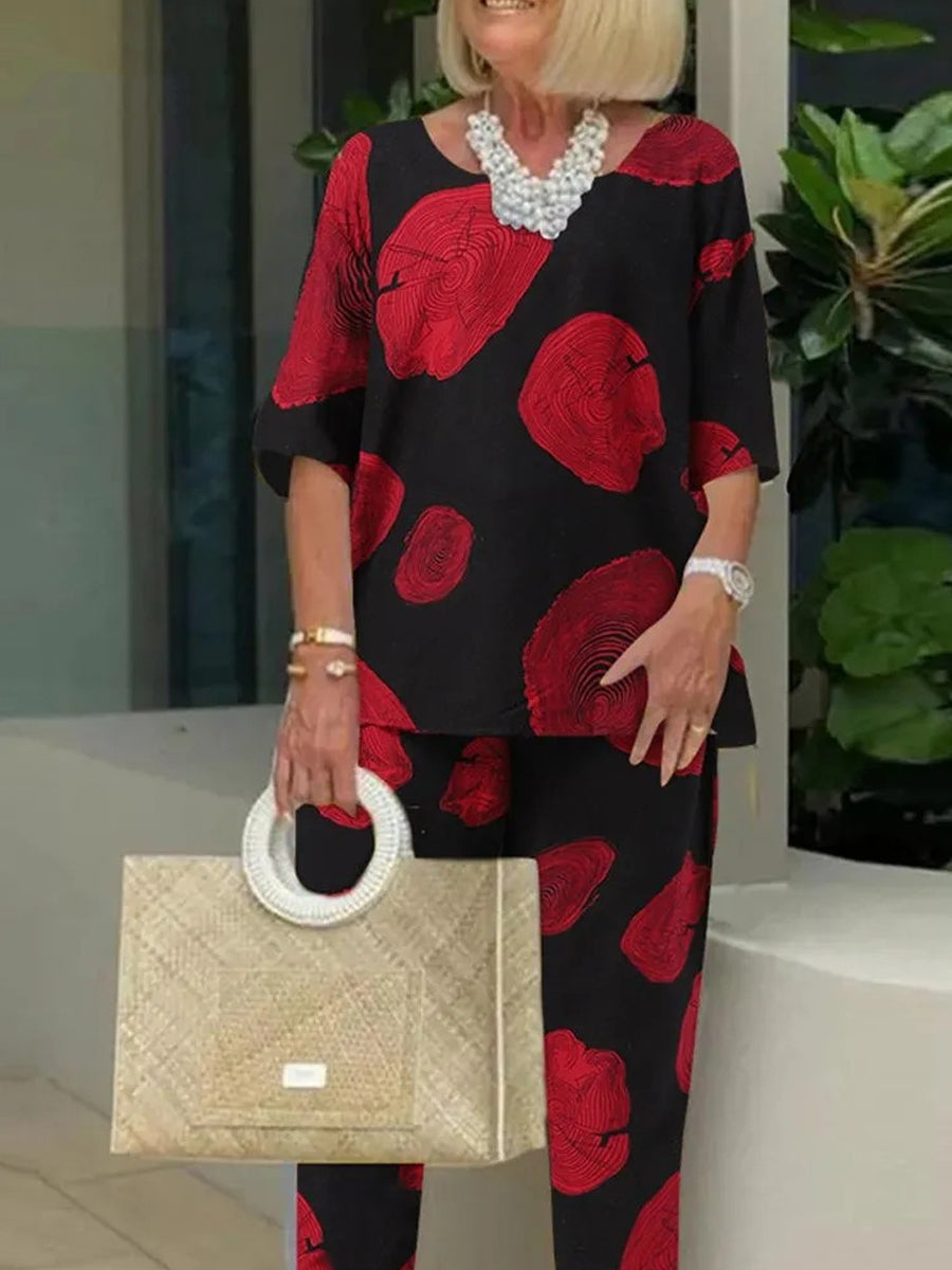 Two-Piece Set with Elegant Circle Pattern