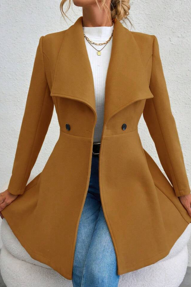 Elegant Wool Long Coat with Belt