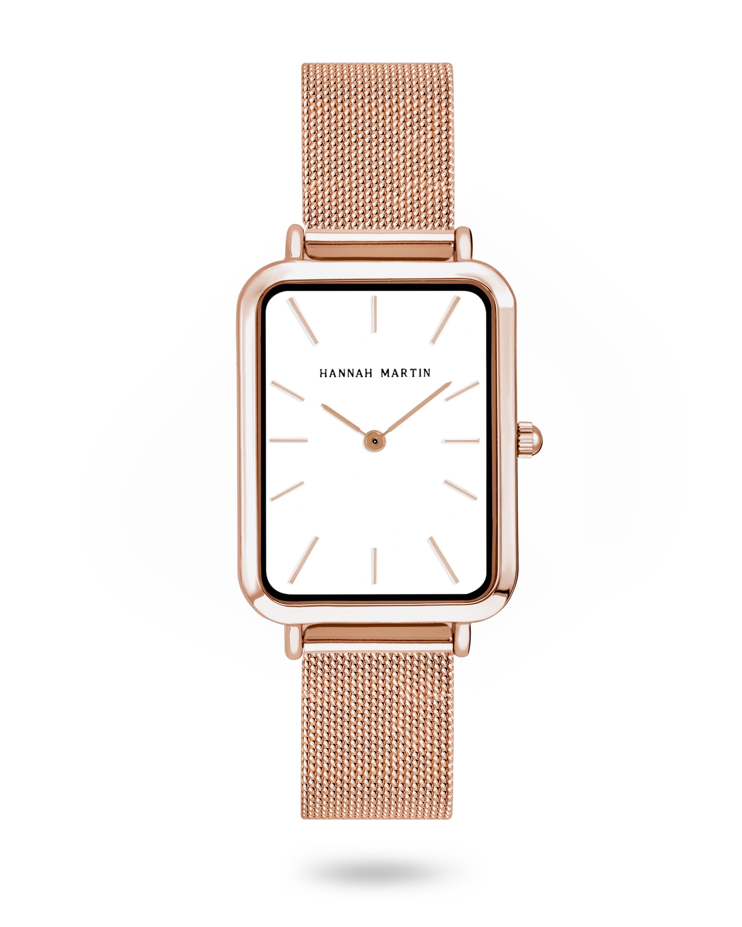 Luxury Rectangular Rose Gold Watch with Elegant Mesh Band