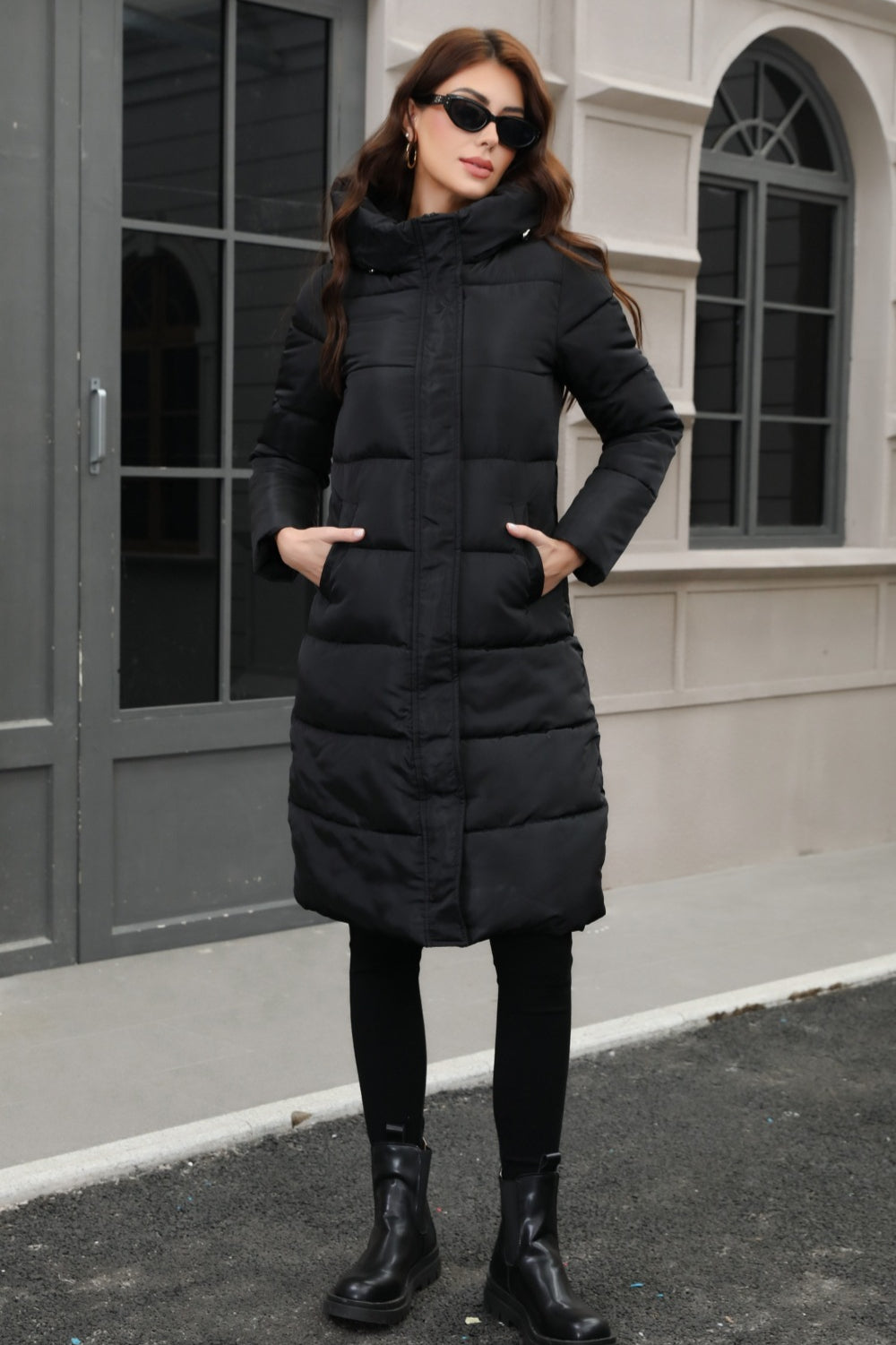 Long Boufre Coat with Hood in Seductive Style and Wide Sizes