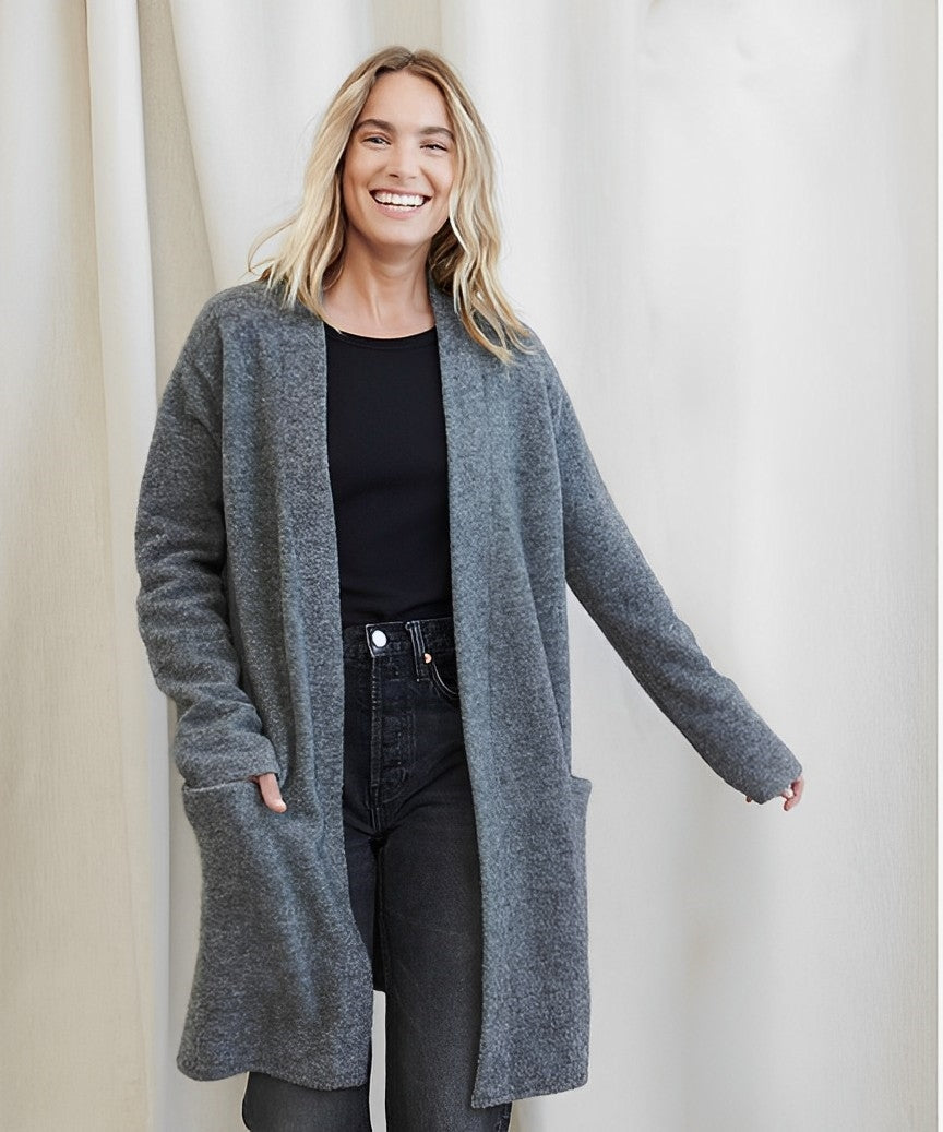 Women's Minimalist Open-Front Cardigan - Sleek, Everyday Layer