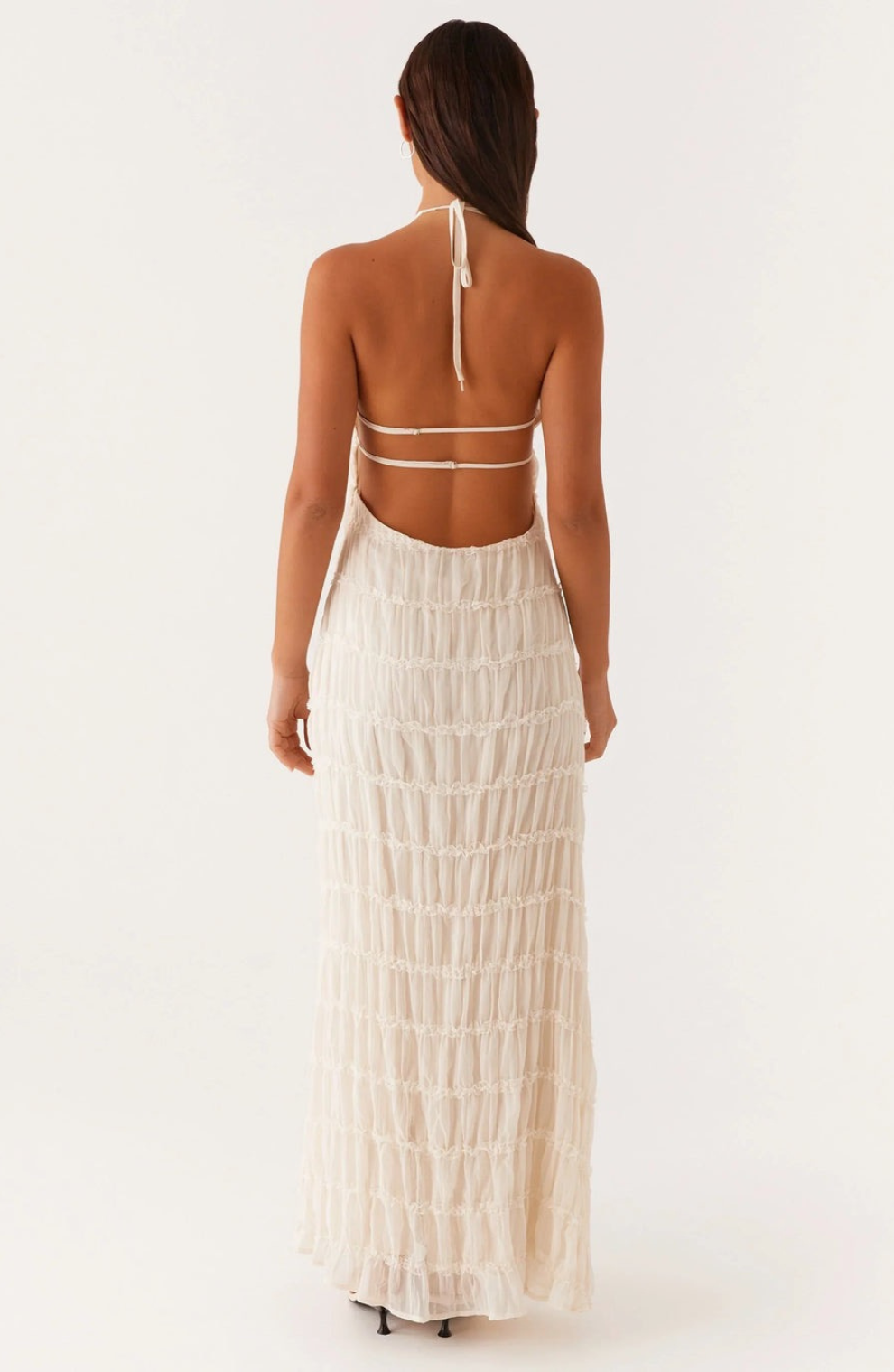 Caroline Textured Halter-Neck Maxi Dress – Effortless Summer Elegance