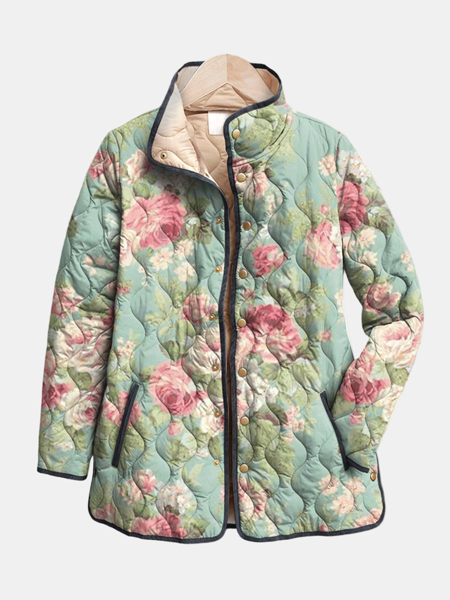 Carys Vintage-Style Floral Quilted Jacket