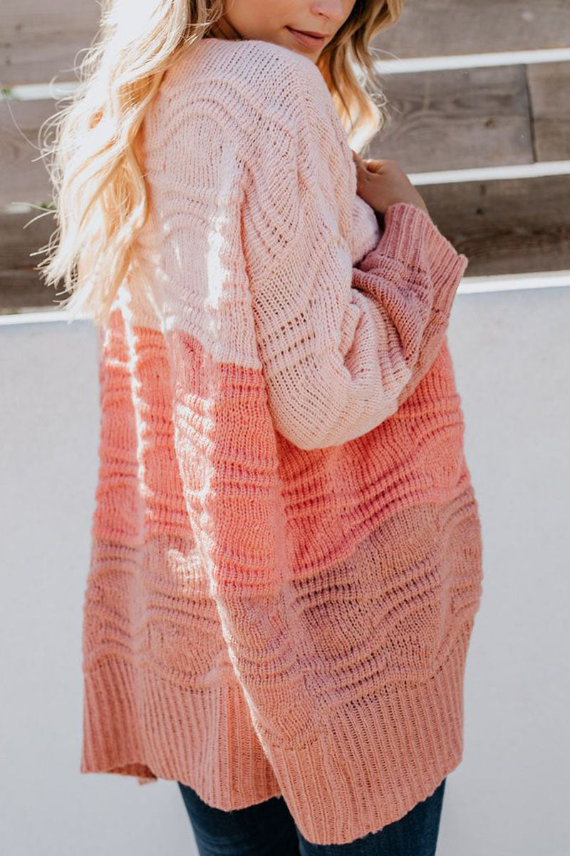 Zinnia Color-Block Textured Open-Front Cardigan