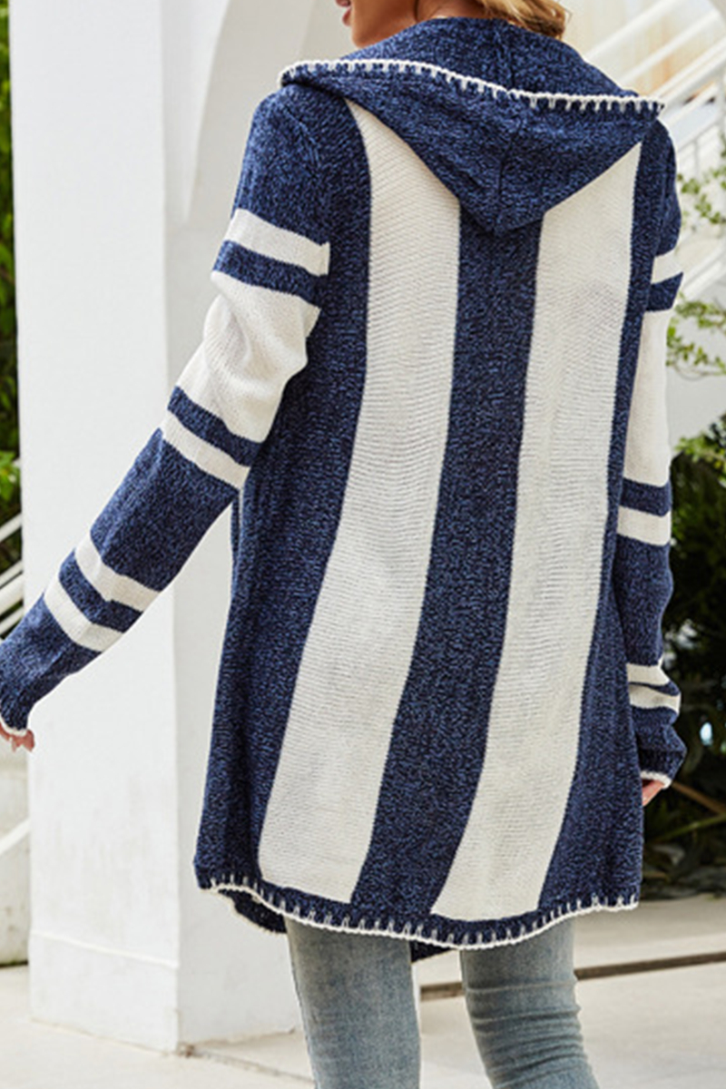 Greta - Casual Striped Hoodie Sweater with Contrast Collar