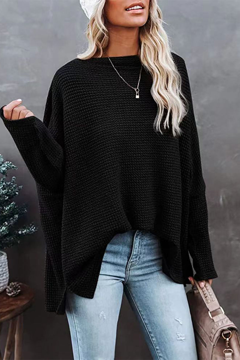 Stylish Women's Off-Shoulder Waffle Knit Sweater for a Trendy Look