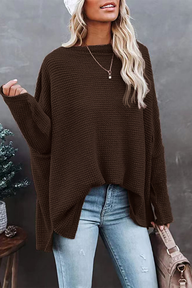 Stylish Women's Off-Shoulder Waffle Knit Sweater for a Trendy Look