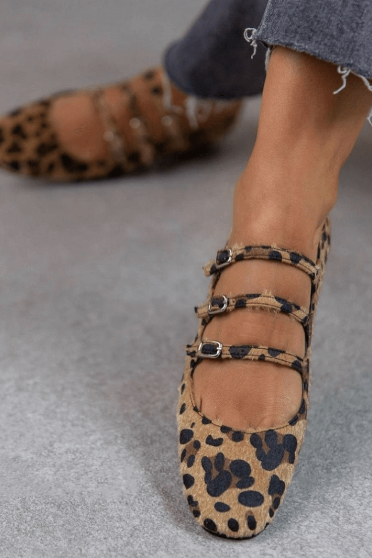 Leopard Print Buckle Flats - Chic, Comfortable Everyday Shoes