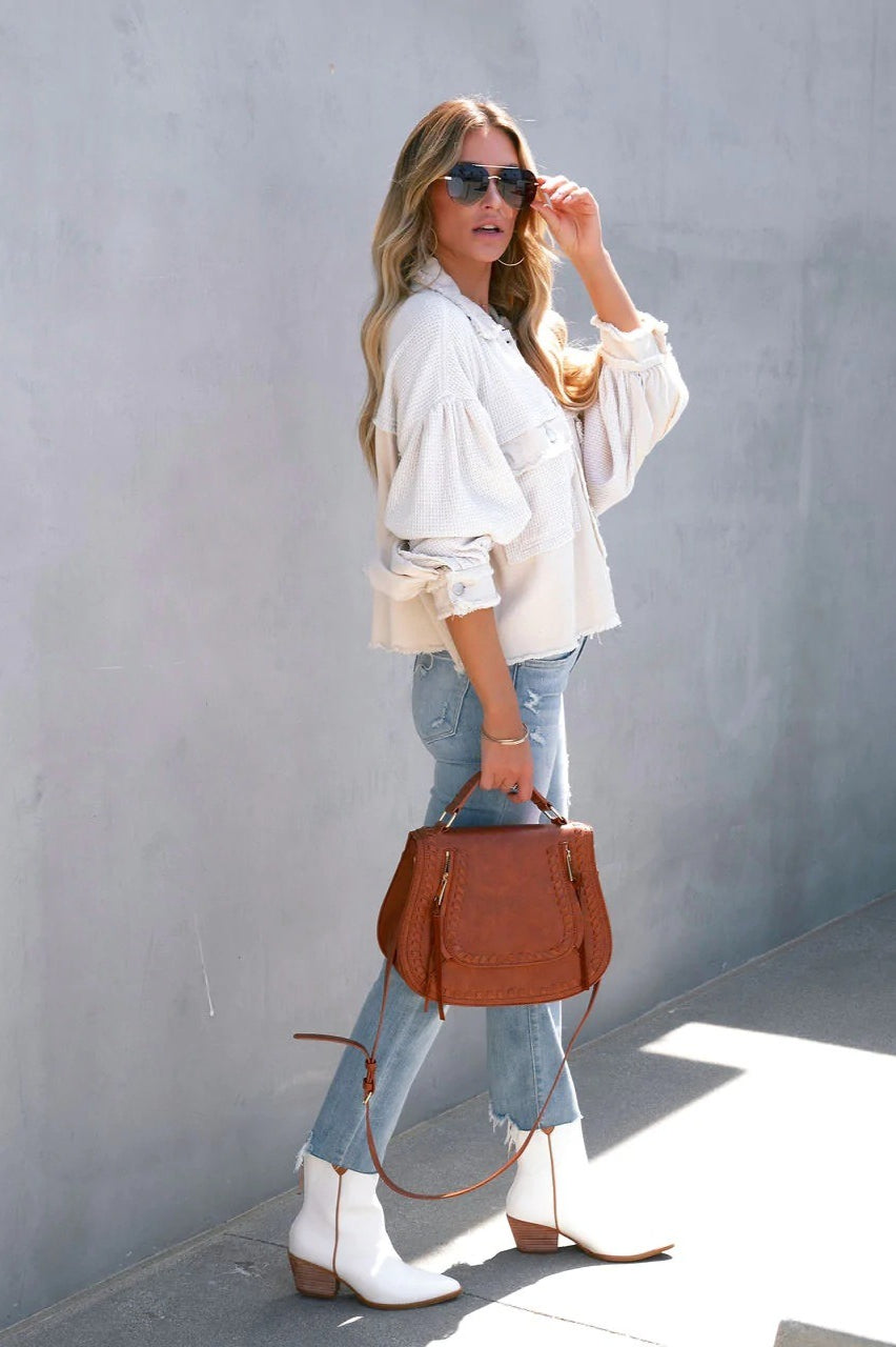 Long-sleeve honeycomb velvet coat for a stylish and warm look