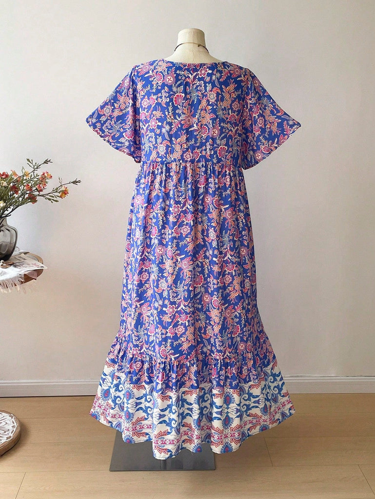 Plus-Size Boho Floral Maxi Dress – Flowy, Elegant & Comfortable