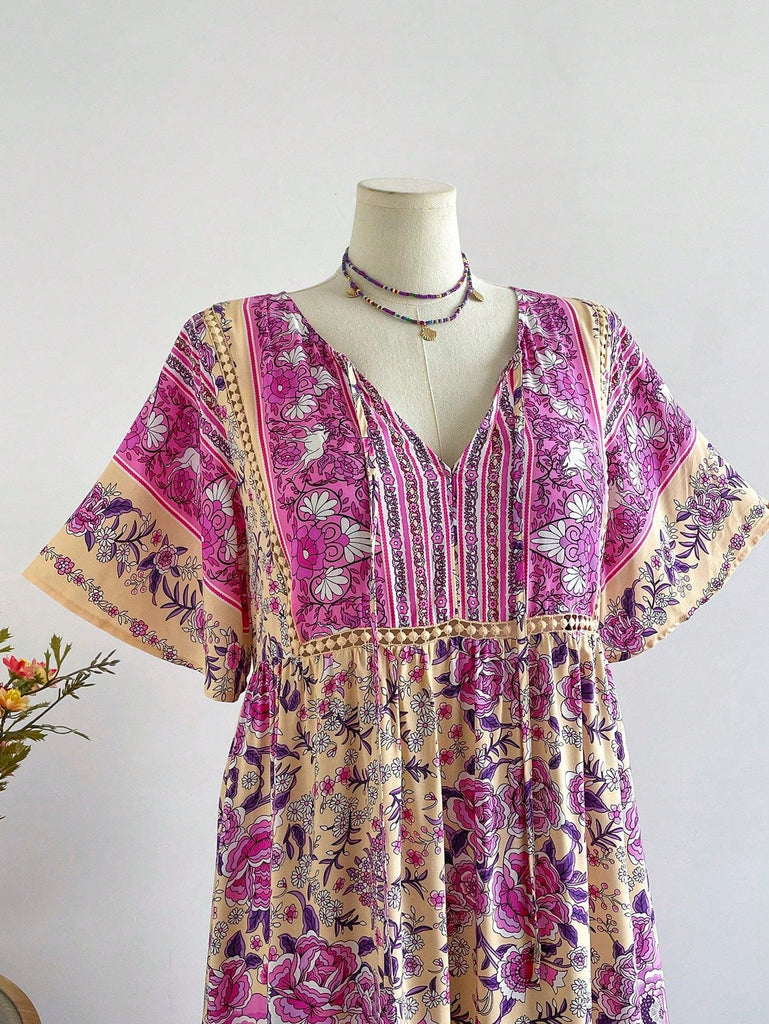 Plus-Size Boho Floral Maxi Dress - Flowy, Elegant & Comfortable