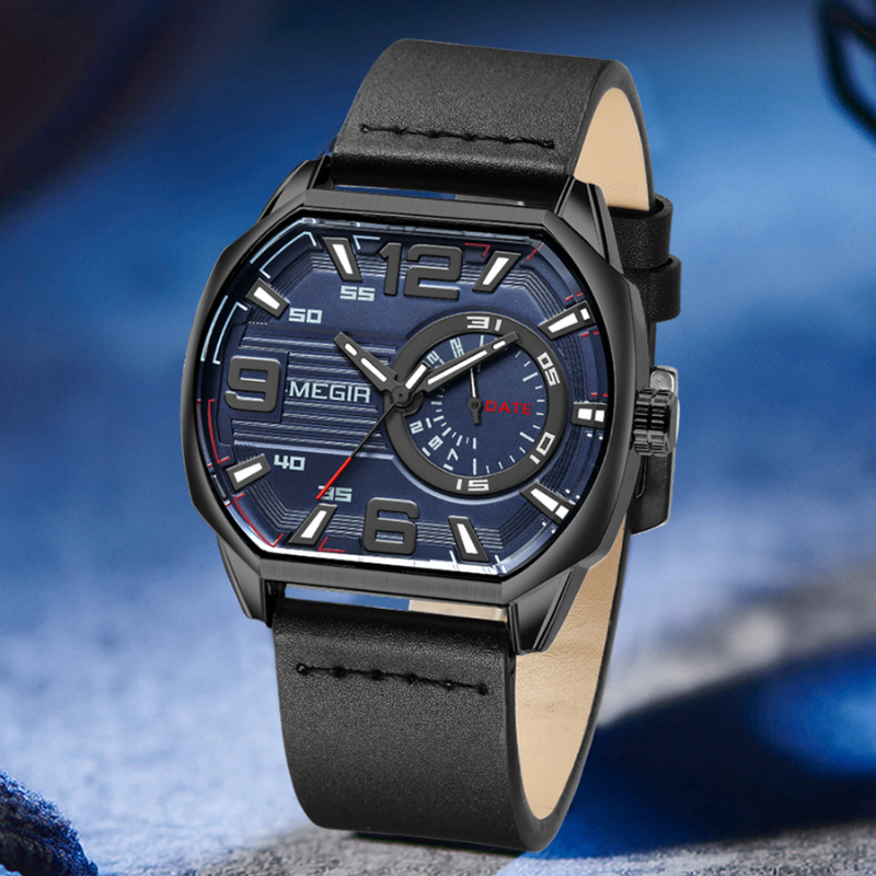 Luxury high-end leather sports watch