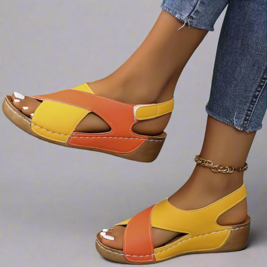 Colorblock Slingback Sandals - Bold, Vibrant Summer Style