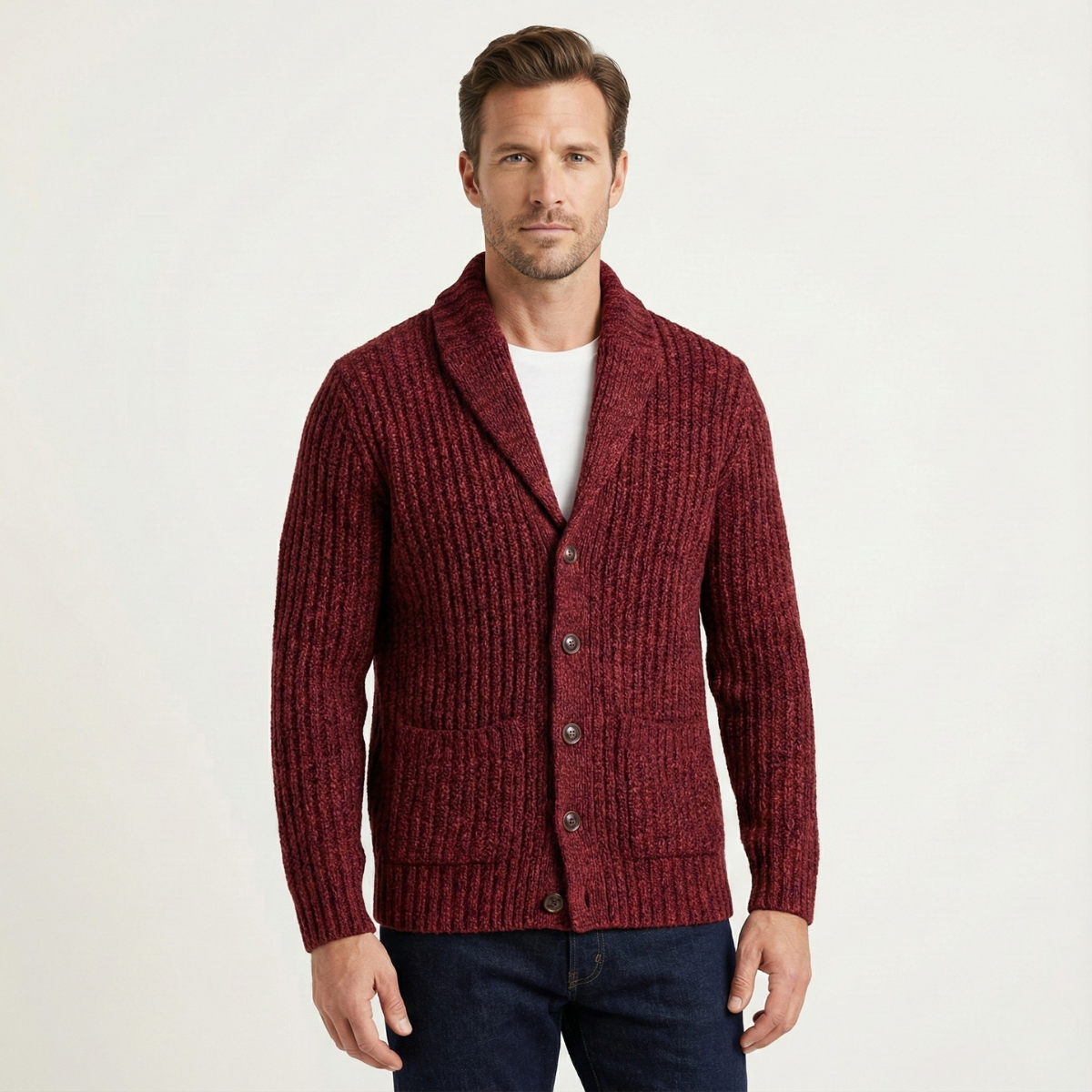 Montpellier Men's Premium Chunky-Knit Shawl Collar Cardigan