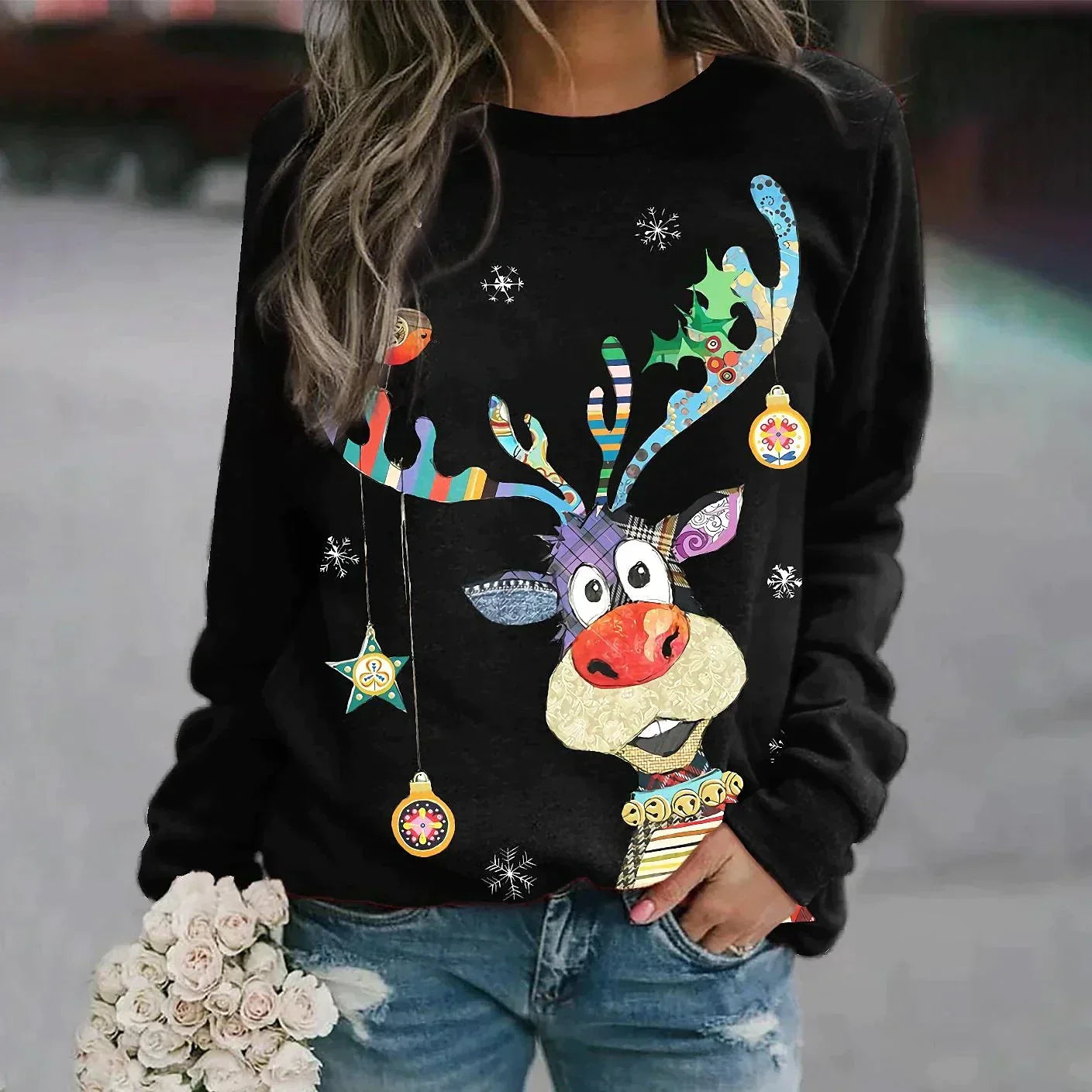 Festive women's Christmas sweater for a stylish holiday mood