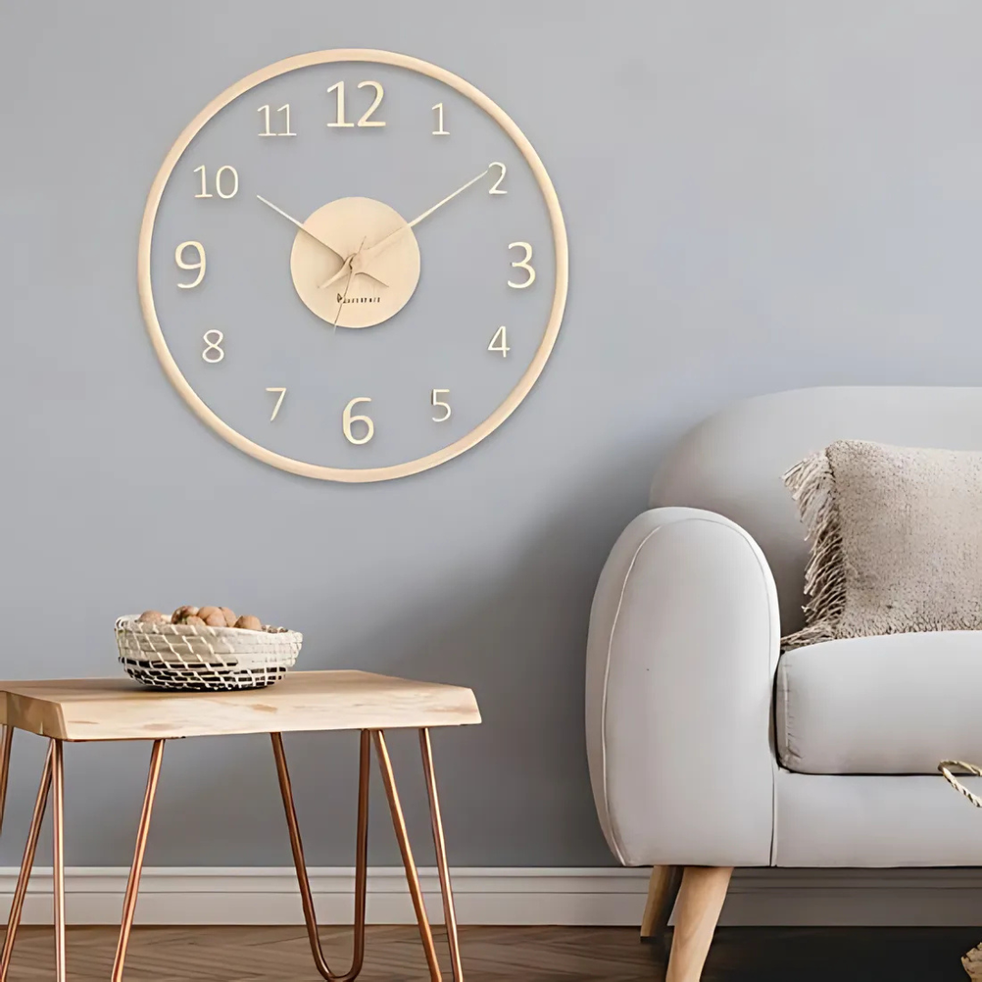 Metron - Elegant Wooden Wall Clock with Chic Glass Finish