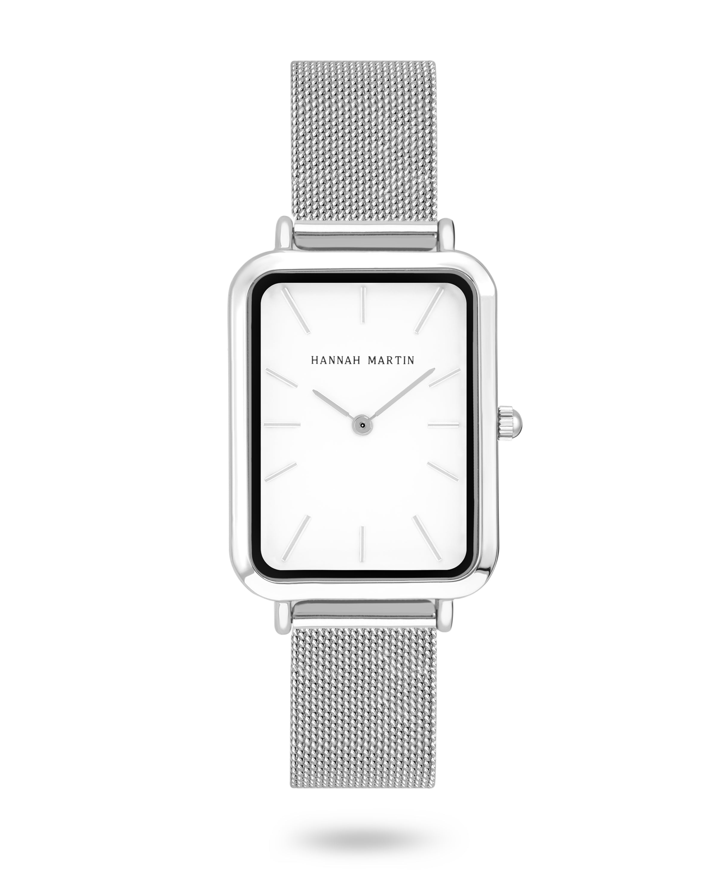Orion - Elegant Rectangular Watch with Sleek Silver-tone Mesh Band