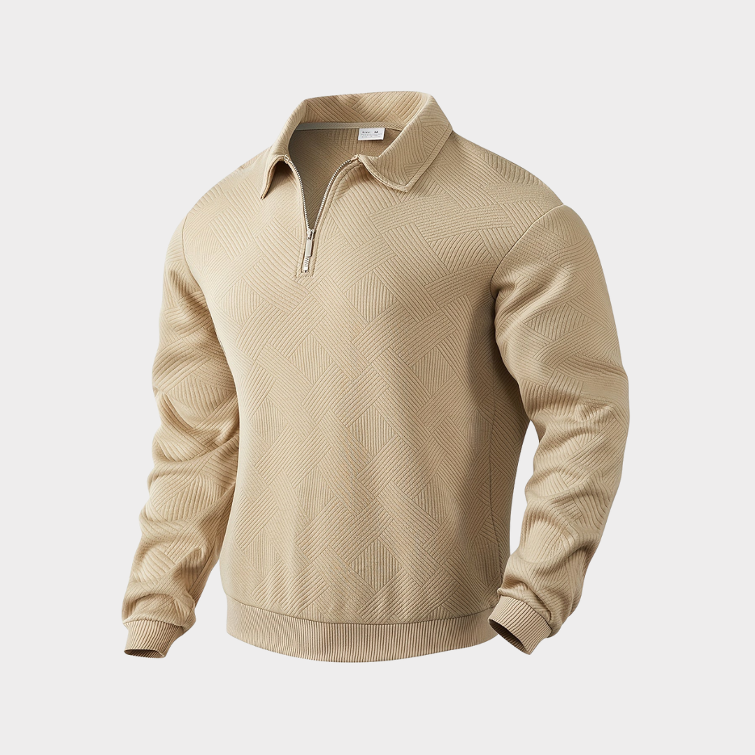 Bruno - Elegant Long-Sleeve Pullover with Practical Zipper Collar