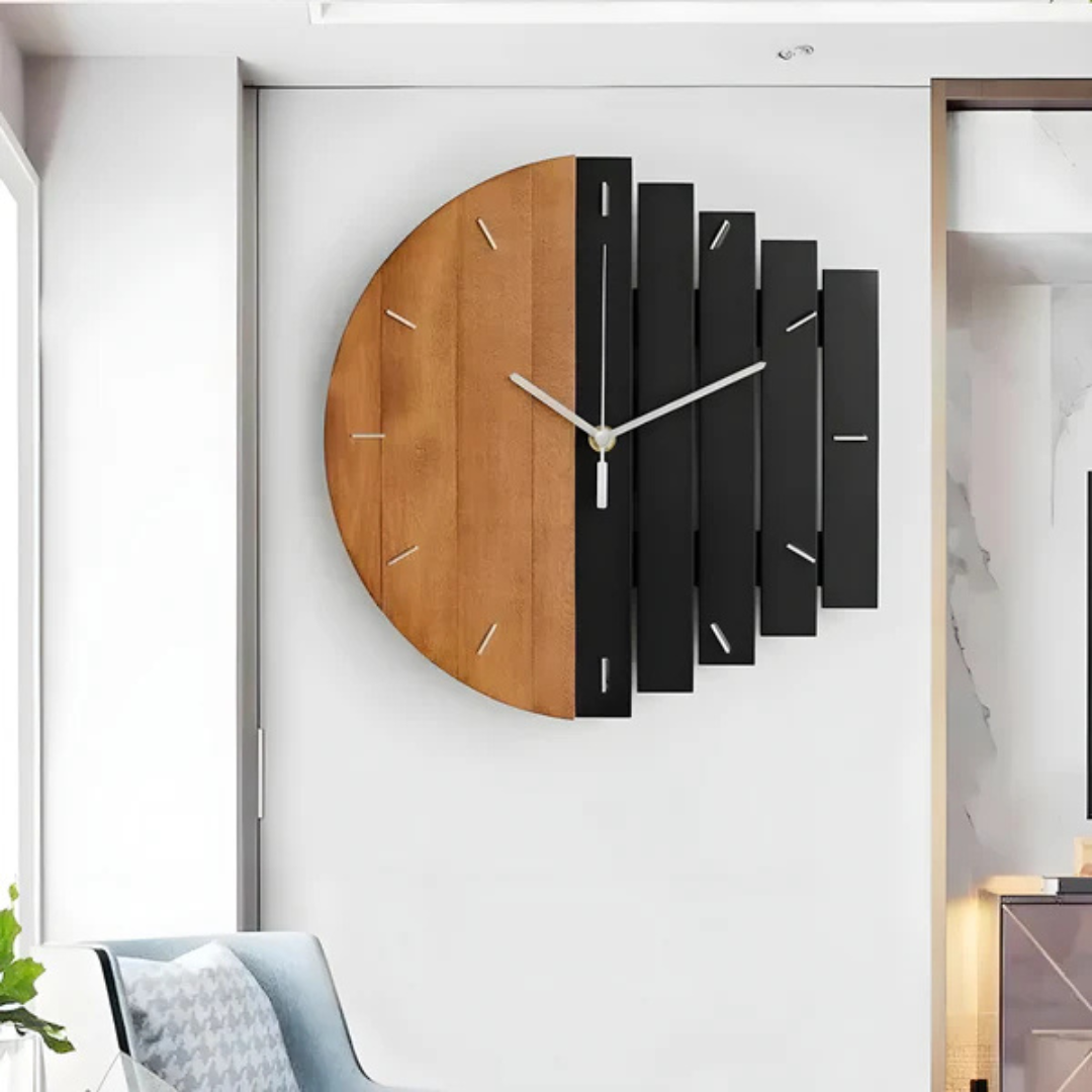 Vesper Luxe Large Wooden Wall Clock for a Stylish Living Room