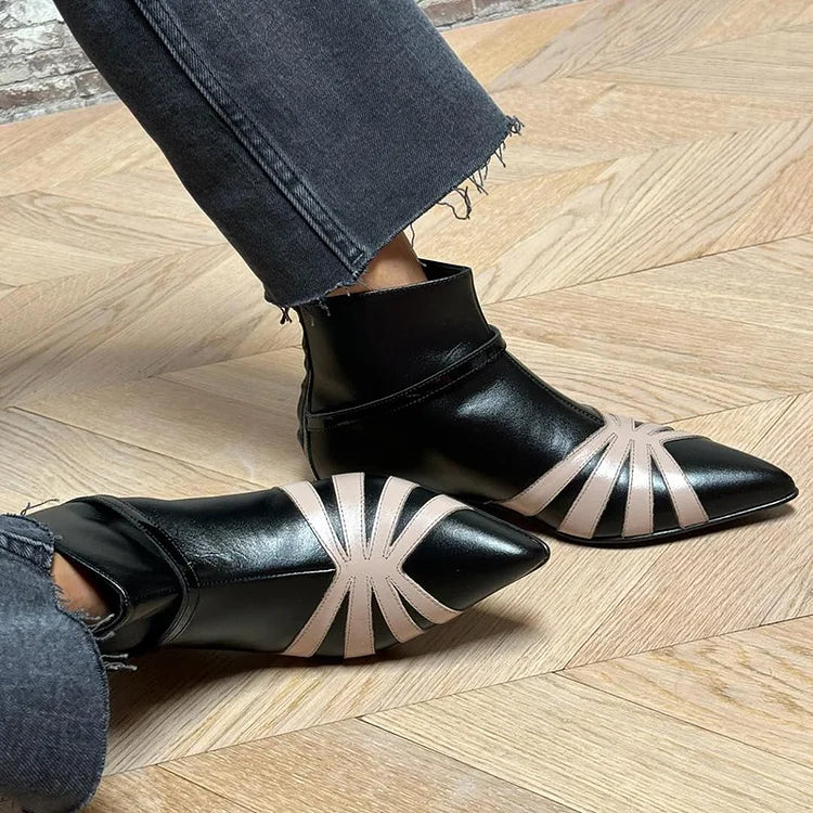 Pointed-Toe Geometric Ankle Boot