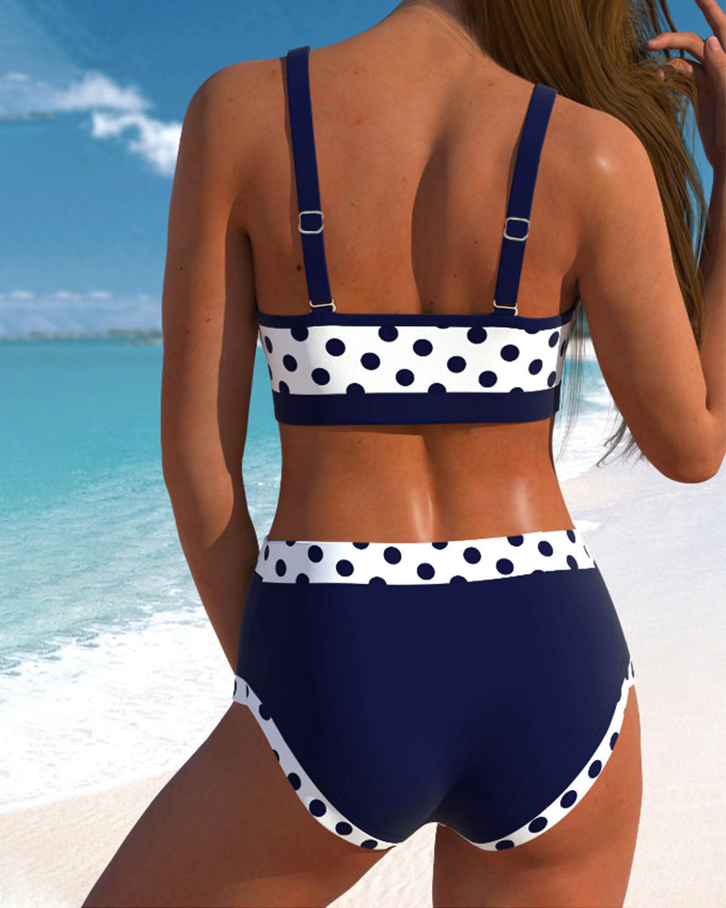 High Waist Polka Dot Bikini | Patchwork Swim Set