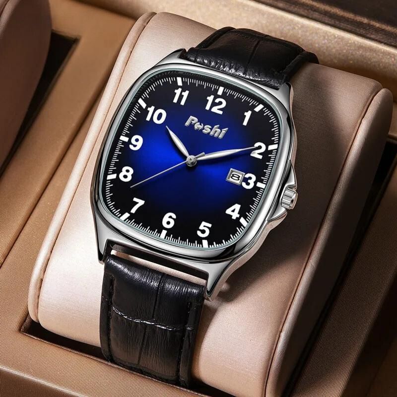 Elegant Quartz Watch with Fashionable Leather Strap