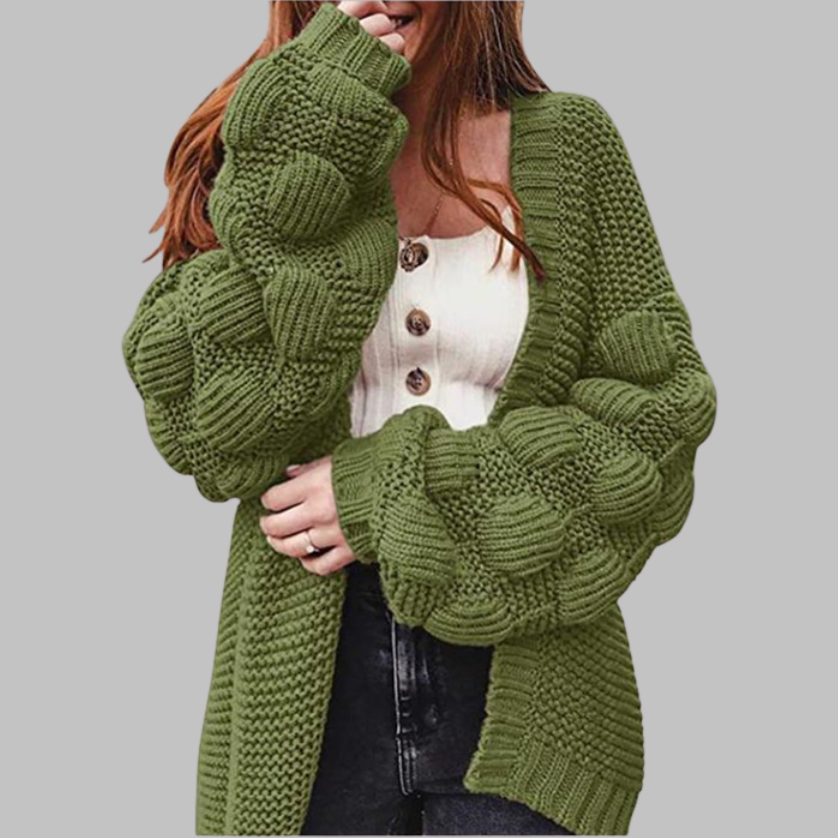 Vintage Oversized Chunky Knit Open-Front Cardigan