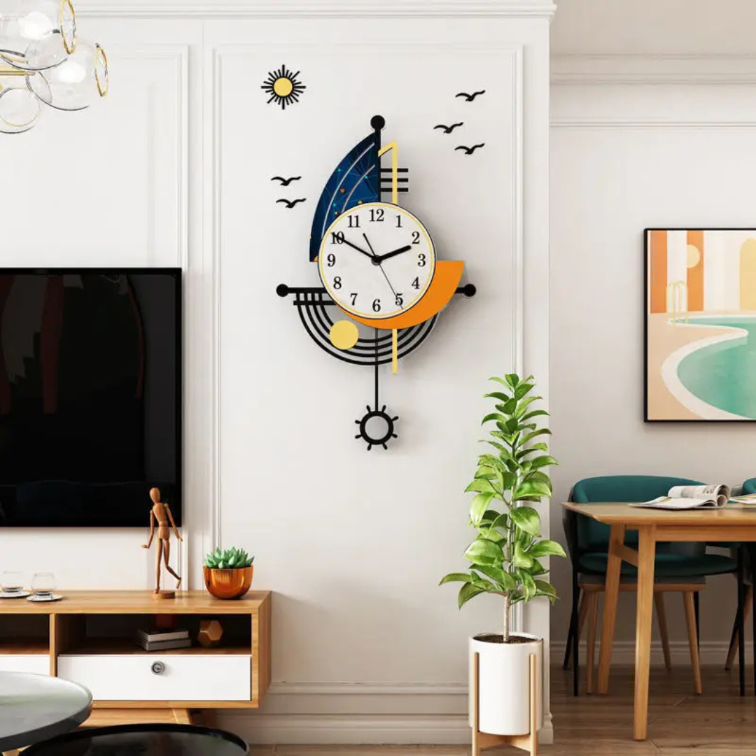 Clova - Large Sailboat Wall Clock for a Nautical Touch in the Home